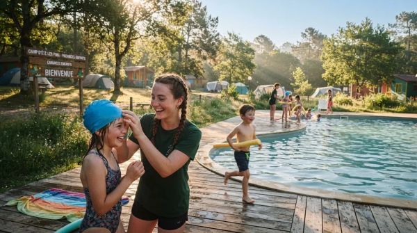 Un camping d'été surprenant pour des vacances enfants au bord de la piscine